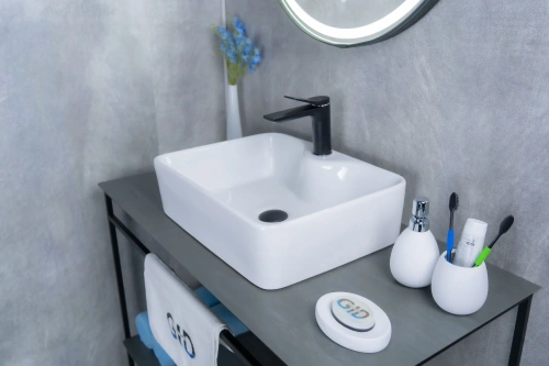 Раковина керамическая Gid Geométrico 51176 50х40 накладная цвет белый 1 отверстие под смеситель - фото 5