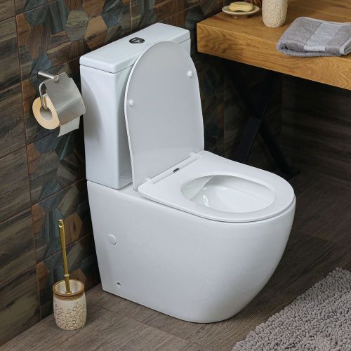 Унитаз напольный с бачком Melana MLN-310308 белый с сиденьем микролифт безободковый - фото 2