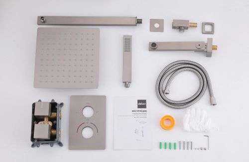 Душевая система Abber AF8250SP встраиваемая в стену цвет серый с термостатом - фото 3