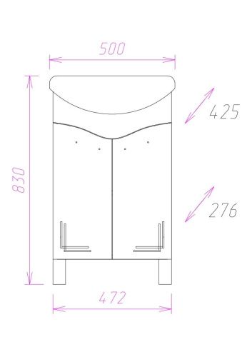 Тумба под раковину Onika Лада 105002 50х30 напольная цвет белый - фото 3