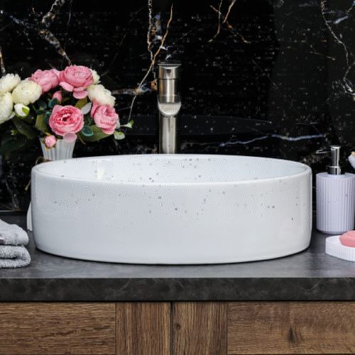 Раковина из сантехнического фарфора Melana 7151-805 50х40 накладная цвет белый без отверстий под смеситель - фото 4