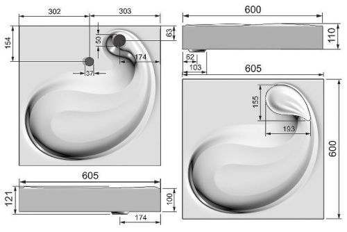 Раковина из искусственного камня Jorno 4627173210348 60х60 накладная цвет белый - фото 4