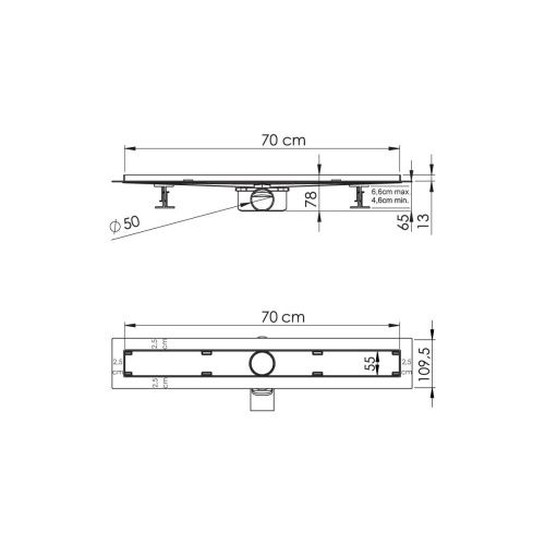 Душевой лоток Vincea ALMIRA JASMIN SAY.605.70.P.PITI 70х10 хром - фото 2