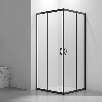 Душевой уголок Veconi Rovigo RV101B-8090-01-C4 90х80 стекло прозрачное профиль черный без поддона