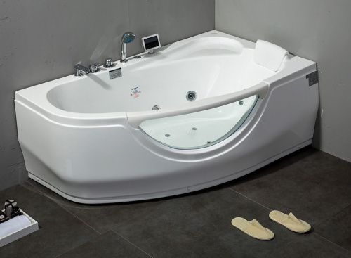 Ванна акриловая гидромассажная Gemy G9046 K R 161х96 пристенная асимметричная с каркасом - фото 3