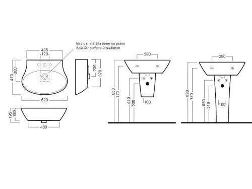 Раковина из сантехнического фаянса Hatria NIDO Y0R401 60х50 подвесная цвет белый 1 отверстие под смеситель - фото 3