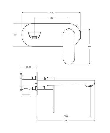 Смеситель для раковины Cezares STYLUS STYLUS-BLI1-01-W0 встраиваемый в стену хром