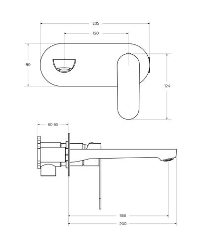 Смеситель для раковины Cezares STYLUS STYLUS-BLI1-NOP-W0 встраиваемый в стену черный - фото 2