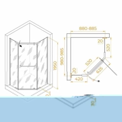 Душевой уголок RGW Passage 35089190-14 100х90 стекло прозрачное профиль черный без поддона - фото 2