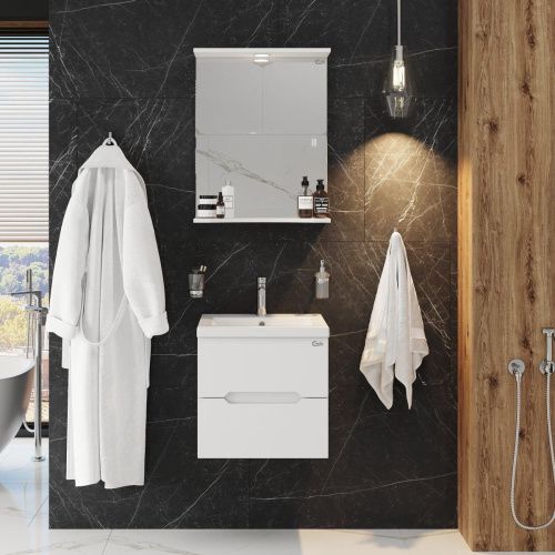 Тумба под раковину Onika Айленд 105021 50х40 подвесная цвет белый - фото 4