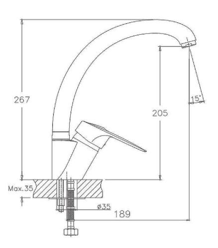 Смеситель для кухни Haiba HB04 HB4104 на мойку хром - фото 2
