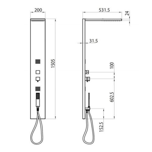 Душевая панель Bossini Manhattan L00897.030 настенная цвет хром - фото 2