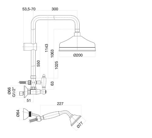 Душевая стойка Fiore 22OO0620 настенная цвет золото - фото 3