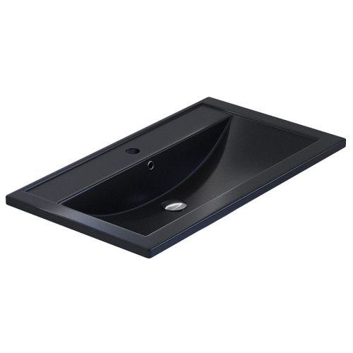 Раковина из искусственного камня Uperwood Foster Quartz 291030039 80х50 полувстраиваемая цвет черный - фото 5