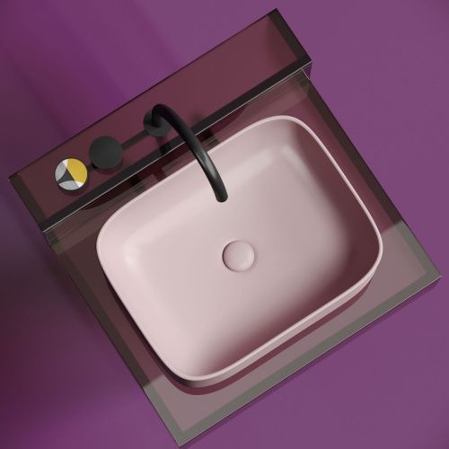 Раковина из сантехнического фарфора Ceramica Nova ELEMENT CN6052MP 50х40 накладная цвет розовый без отверстий под смеситель - фото 4