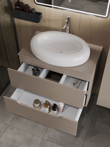 Тумба с раковиной Orange Line Li-80TuLMDF+B08-640W 80х50 цвет бежевый - фото 4