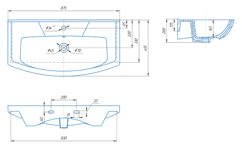 Раковина мебельная керамическая Kirovit Элеганс 85 4620008197456 90х50 накладная цвет белый - фото 2