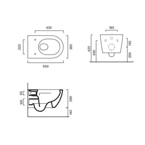Чаша унитаза подвесная Catalano Sfera 511550021 цвет белый без сиденья безободковая смыв торнадо - фото 2
