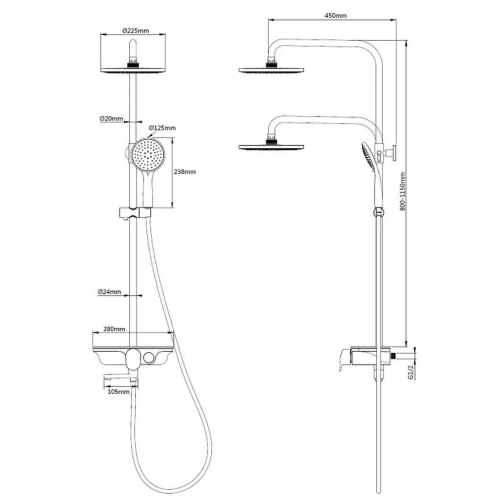 Душевая стойка WeltWasser 10000003186 настенная цвет черный - фото 2