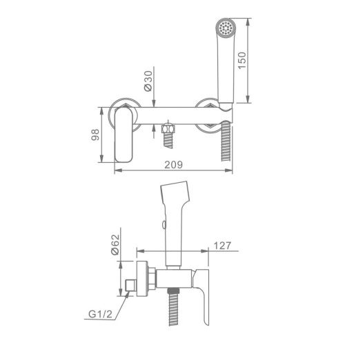 Гигиенический душ со смесителем Raglo R03 R03.51.06 черный - фото 2