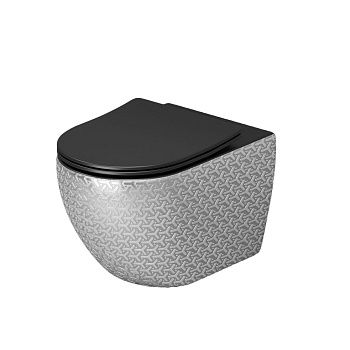 Унитаз подвесной Grossman Color GR-4411SBRS серебро/белый с сиденьем микролифт безободковый каскадный смыв