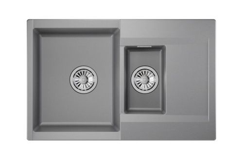Кухонная мойка Granula 7808, АЛЮМИНИУМ 80х50 цвет серый поверхность матовая - фото 2