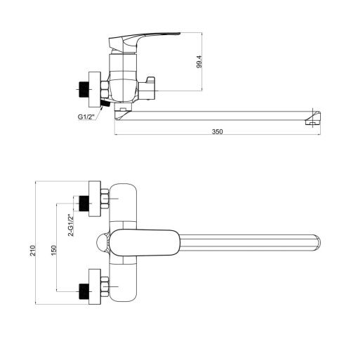 Смеситель для ванны Tokito KOMAKI TOK-KOM-1015 настенный хром - фото 5