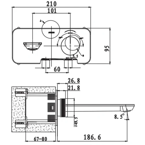 Смеситель для раковины Arrow ARM12872CP встраиваемый в стену хром - фото 5