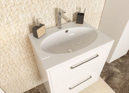 Раковина из искусственного камня Эстет Вегас ФР-00014921 60х50 накладная цвет белый 1 отверстие под смеситель - фото 4