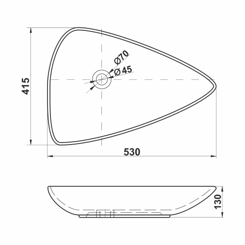 Раковина из сантехнического фарфора Melana 320366-805 50х40 накладная цвет белый без отверстий под смеситель - фото 2