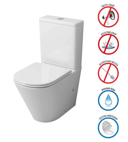 Унитаз напольный с бачком Grossman Торнадо GR-4450SQ белый с сиденьем микролифт безободковый смыв торнадо - фото 2