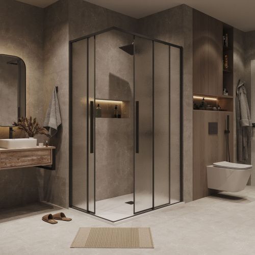 Душевой уголок Grossman Galaxy 300.K33.01.1110.21.02 110х100 стекло прозрачное профиль черный без поддона - фото 4