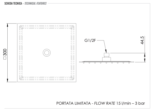 Верхний душ Remer 357UFS30NOX 30х30 черный - фото 2