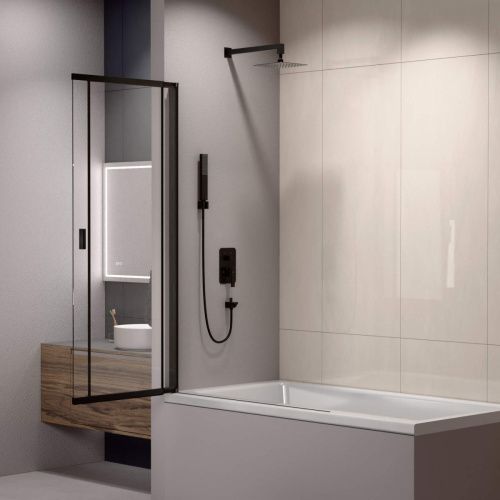 Душевая шторка на ванну RGW Screens 03114010-14 100х150 стекло прозрачное профиль черный ориентация универсальная - фото 3