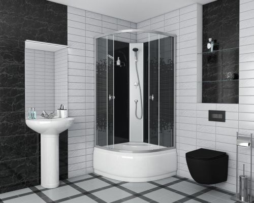 Душевая кабина Niagara Eco 75081454BK 90х90 четверть круга без крыши ориентация универсальная - фото 3