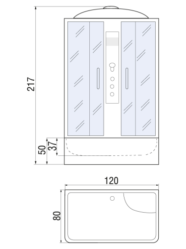 Душевая кабина River SENA 10000001578 120х80 прямоугольная с крышей ориентация универсальная - фото 2