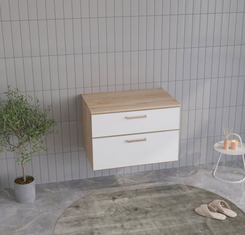 Тумба под раковину Orka Salerno 3008780 80х50 подвесная цвет белый/коричневый - фото 2