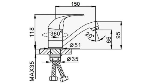 Смеситель D-Lin D151602 на раковину хром - фото 2