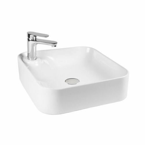 Раковина из сантехнического фарфора Bond Cube S04-430 40х40 накладная цвет белый 1 отверстие под смеситель - фото 2