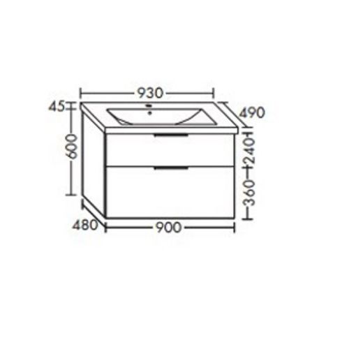 Тумба с раковиной Burgbad Eqio SEYQ093F2010C001*1 90х50 подвесная цвет серый - фото 2