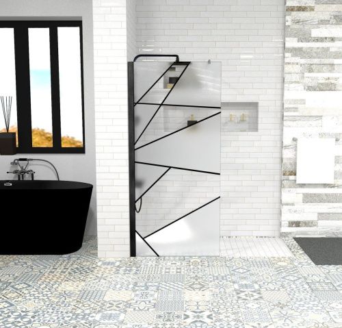 Душевая перегородка Cerutti SPA PICK T90B 90х190 стекло прозрачное/матовое профиль черный