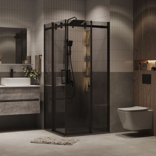 Душевой уголок Grossman Classic 300.K33.04.1010.21.10 100х100 стекло тонированное профиль черный без поддона - фото 3