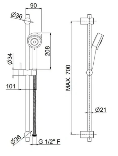 Душевой гарнитур Kerama Marazzi  16182KM.21.018 настенный хром - фото 2