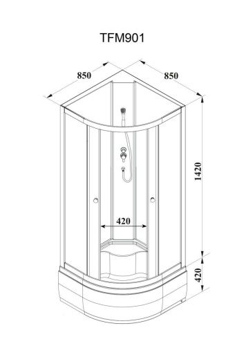 Душевая кабина Parly Effect TMF901 85х85 четверть круга без крыши ориентация универсальная - фото 2