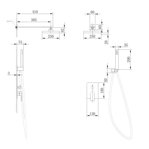 Душевая система Abber AF8018W встраиваемая в стену цвет белый - фото 3