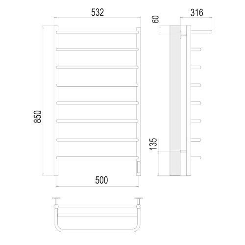 Полотенцесушитель электрический Terminus 4670078524836 55х85 хром - фото 3