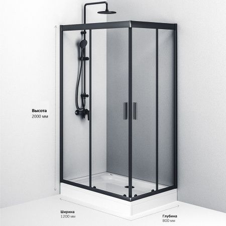 Душевой уголок Am.Pm Gem W90G-404-120280-BT 120х80 стекло прозрачное профиль черный без поддона