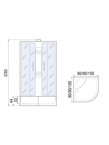 Душевая кабина River NARA 10000006212 100х100 четверть круга с крышей ориентация универсальная - фото 2