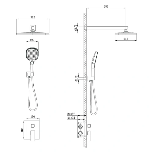 Душевая система Veconi AVELLA AV-410-C-C4 встраиваемая в стену цвет хром - фото 3