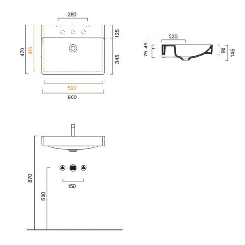 Раковина керамическая Catalano Green 420600001 60 см подвесная цвет белый без отверстий под смеситель - фото 2